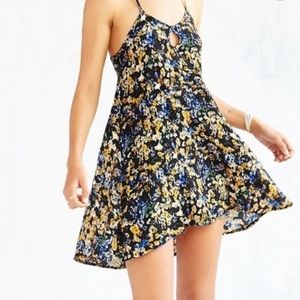 For love and lemons blue and yellow slip dress